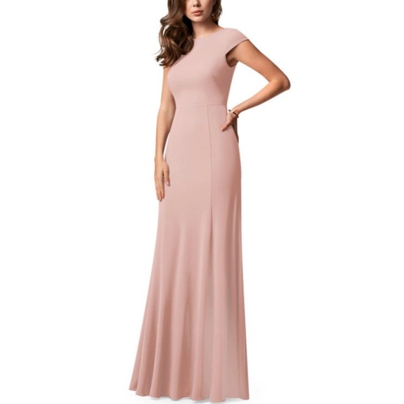 AZAZIE MEARA Dusty Rose Bridesmaid Floor Length Dress - Medium - Picture 2 of 7